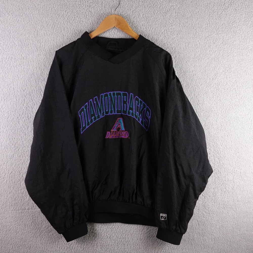 Vintage Logo 7 Arizona‎ Diamondbacks MLB Windbreaker Pullover Black Mens XL 90s